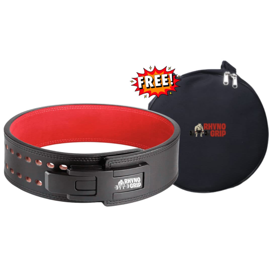 RhynoGrip 13mm Premium Double Lever Leather Weightlifting Belt - Pro Powerlifting Support for Squats, Deadlifts & Heavy Lifting
