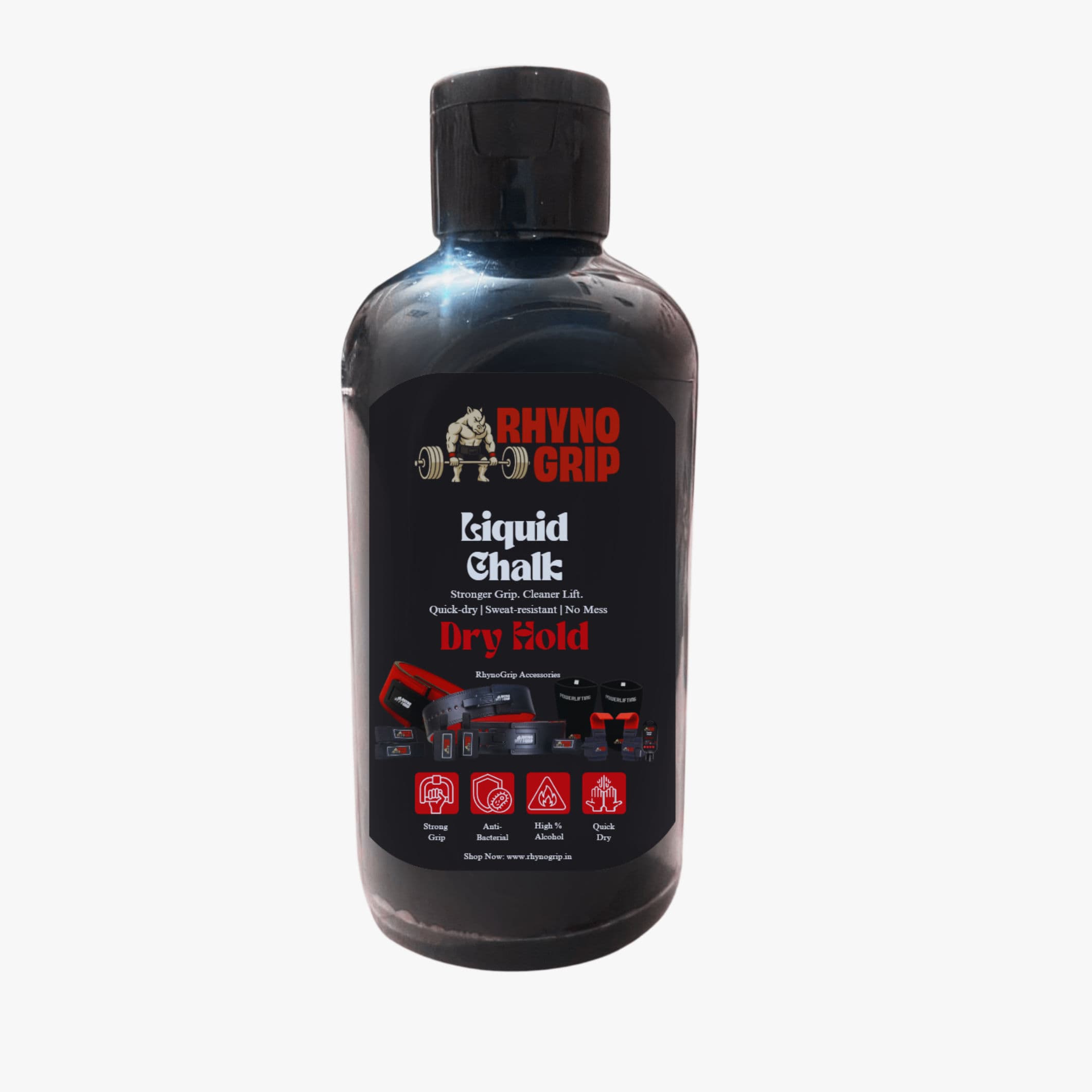 RhynoGrip Liquid Chalk Long-Lasting Grip Enhancer for Weightlifting, Gym, CrossFit, Climbing & Strength Training
